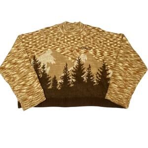 Kickers Women's Jumper Sweater Medium Tree Forest Landscape Funnel Neck Pullover